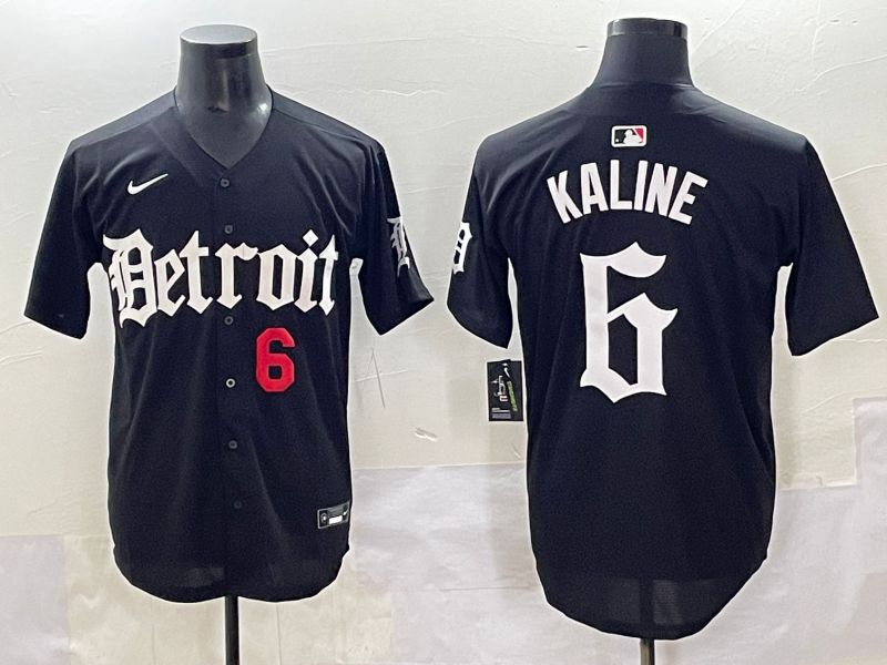 Men 2025 Detroit Tigers #6 Kaline Black Five generations Joint Name Nike MLB Jersey style 2->detroit tigers->MLB Jersey